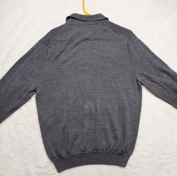 Jos. A. Bank Gray Merino Wool Long Sleeve Quarter Button Collared Sweater Size L - Picture 7 of 9